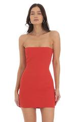 Strapless Bodycon Dress in Red