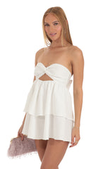 Jacquard Cutout Dress in White