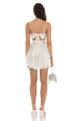 Iridescent Sequin Twist Dress in White