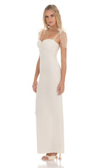 Shoulder Ties Maxi Dress in White