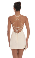 Floral Bust Fit and Flare Dress in Cream