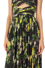 Strapless Lemon Floral Gown