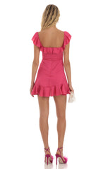 Ruffle Mini Dress in Magenta