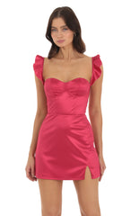 Satin Bodycon Dress in Berry