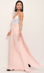 Sequin Maxi Dress in Blush Iridescence