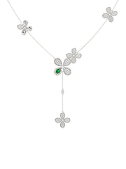 Floral White Gold Y Necklace