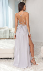 Sequin Maxi Dress in Silver