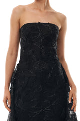 Embroidered Column Gown with Train