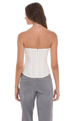 Sheer Mesh Strapless Corset Top in White