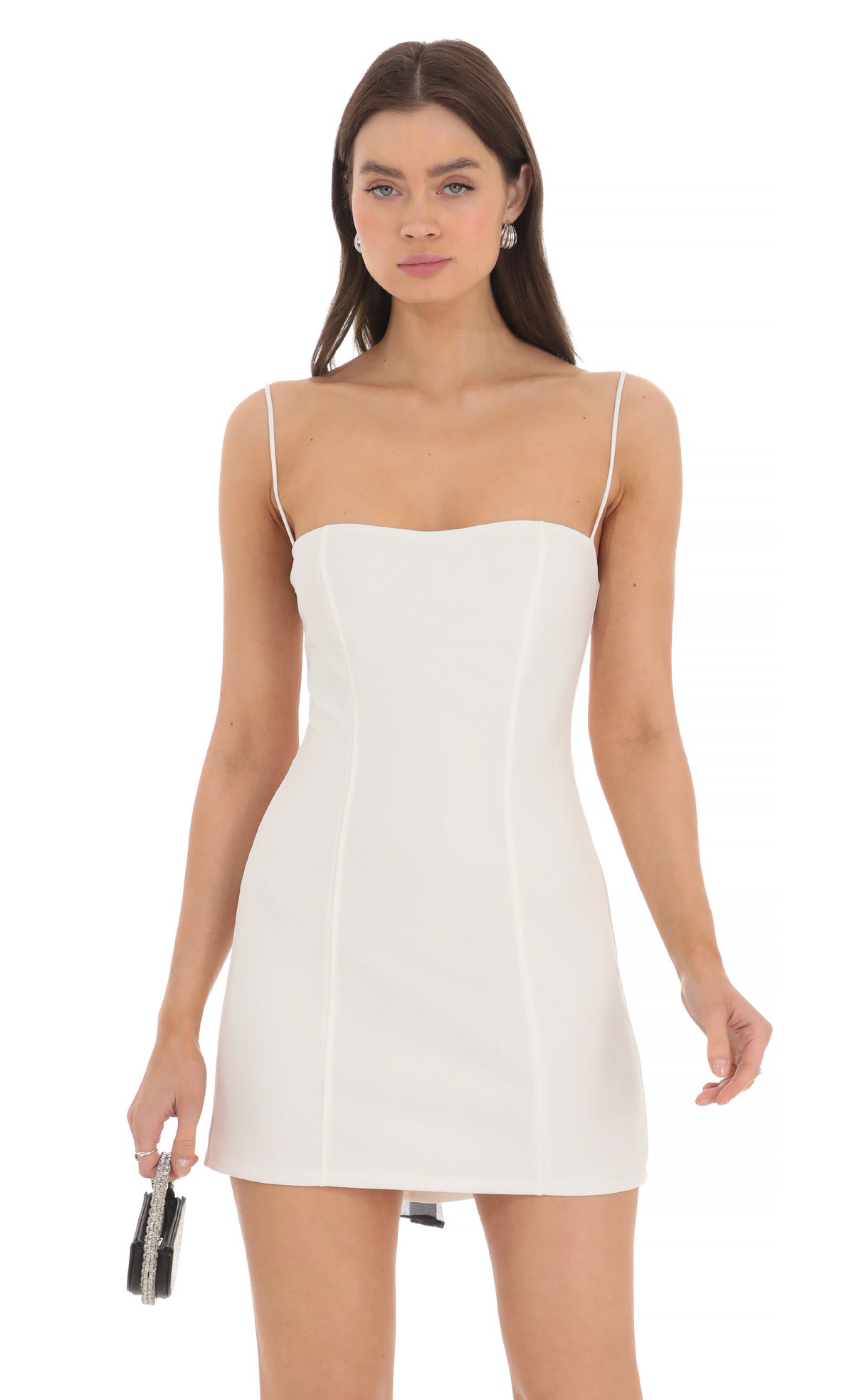 Black Back Bow Bodycon Dress in White