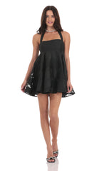 Floral Flare Babydoll Dress in Black