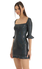 Jovi Holographic Bodycon Dress in Black Multi