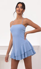 Asymmetric Frill Dress Baby Blue