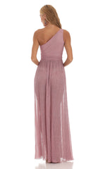 Shimmer One Shoulder Dress in Pink