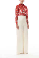 Rose Petal Scarf Neck Blouse