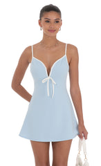 Outline Front Tie Dress in Blue