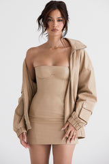 stone strapless mini dress