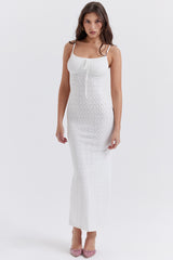 white knit maxi dress