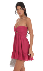 Cutout Strapless Babydoll Dress in Magenta