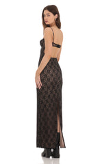 Lace Bodycon Maxi Dress in Black