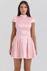 parisian pink backless mini dress