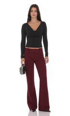 Plunge Cowl Neck Top in Black