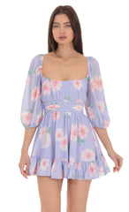 Floral Ruffle Dress in Lavender
