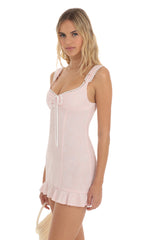 Jacquard Ruffle Dress Pink