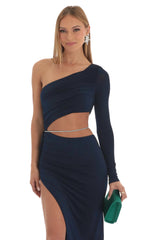 Rhinestone Maxi Dress in Navy