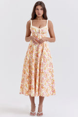 ivory print bustier sundress