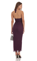 Halter Bodycon Maxi Dress in Purple