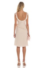 Chiffon Ruffle Dress in Beige