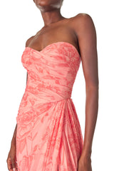 Draped Chiffon Gown with Scarf