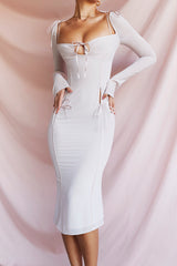 crystal cutout midi dress