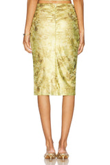 Printed Lame Midi Skirt