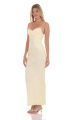 Lace Contour Maxi Dress in Yellow