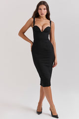 black sweetheart midi dress