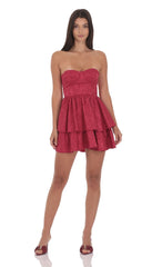 Jacquard Corset A-line Dress in Rose