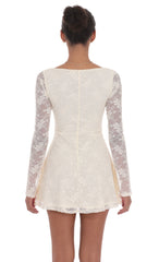 Lace Twist Cutout Dress in Cream