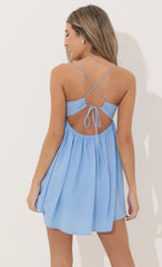 Lemon Baby Doll Dress in Blue