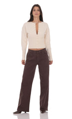 Cinched Knit Cardigan in Cream