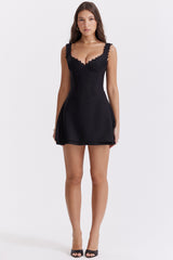 black pin tuck mini dress
