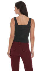 Ruched Button Top in Black