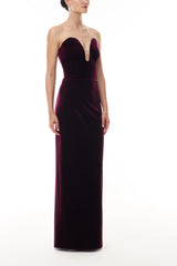 Stretch Merlot Velvet Gown