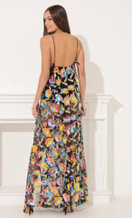 Sequin Maxi Dress in Black Multicolor