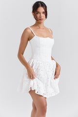 white broderie anglais mini dress
