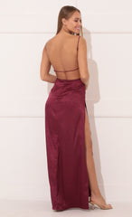 Satin Maxi in Maroon