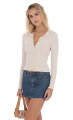 Cinched Knit Cardigan in Heather Cream