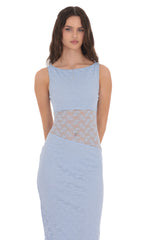 Cutout Lace Maxi Dress in Light Blue
