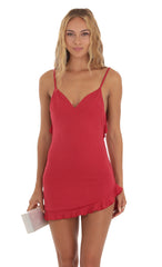 Shimmer Ruffle Dress in Red